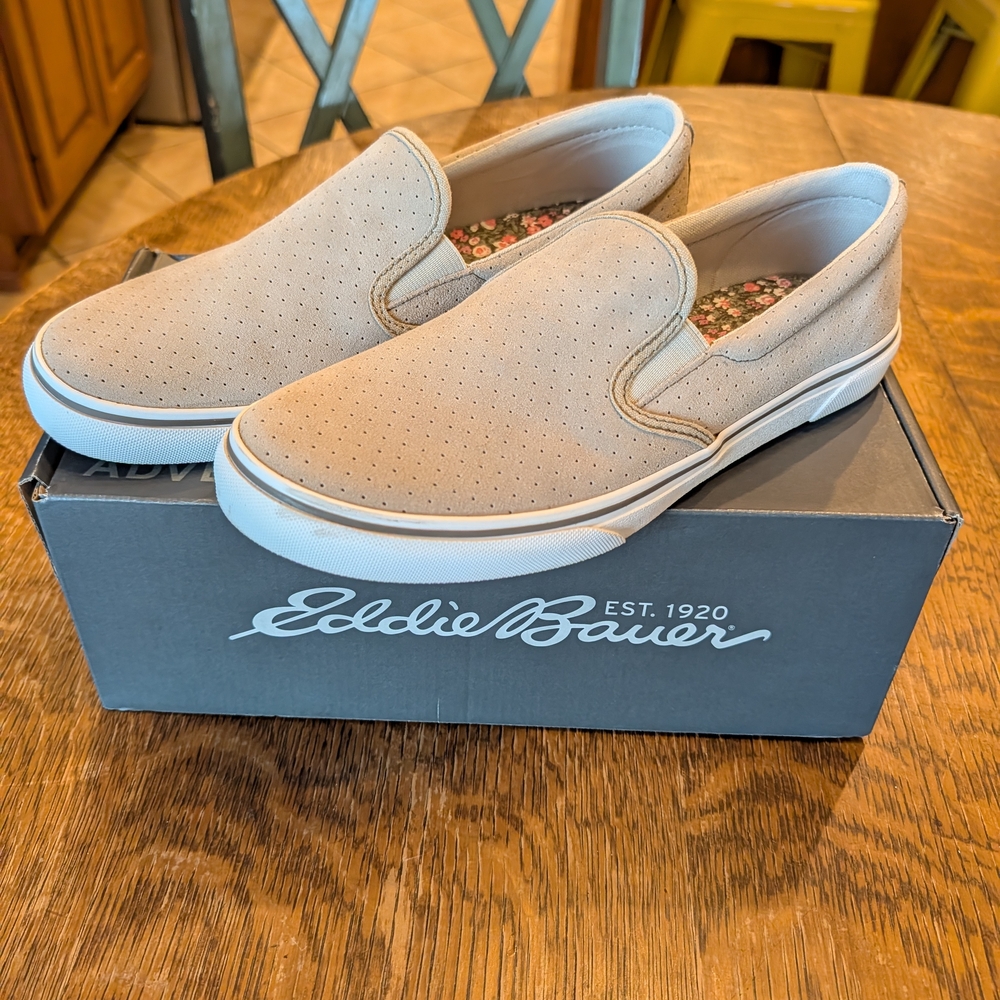 Eddie Bauer Beige Perforated Slip-On Sneakers